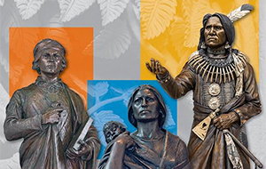 Cast of Native American figures.