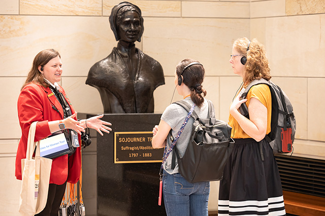 A guide gives a specialty tour. 