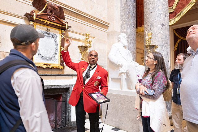 A guide gives a specialty tour. 