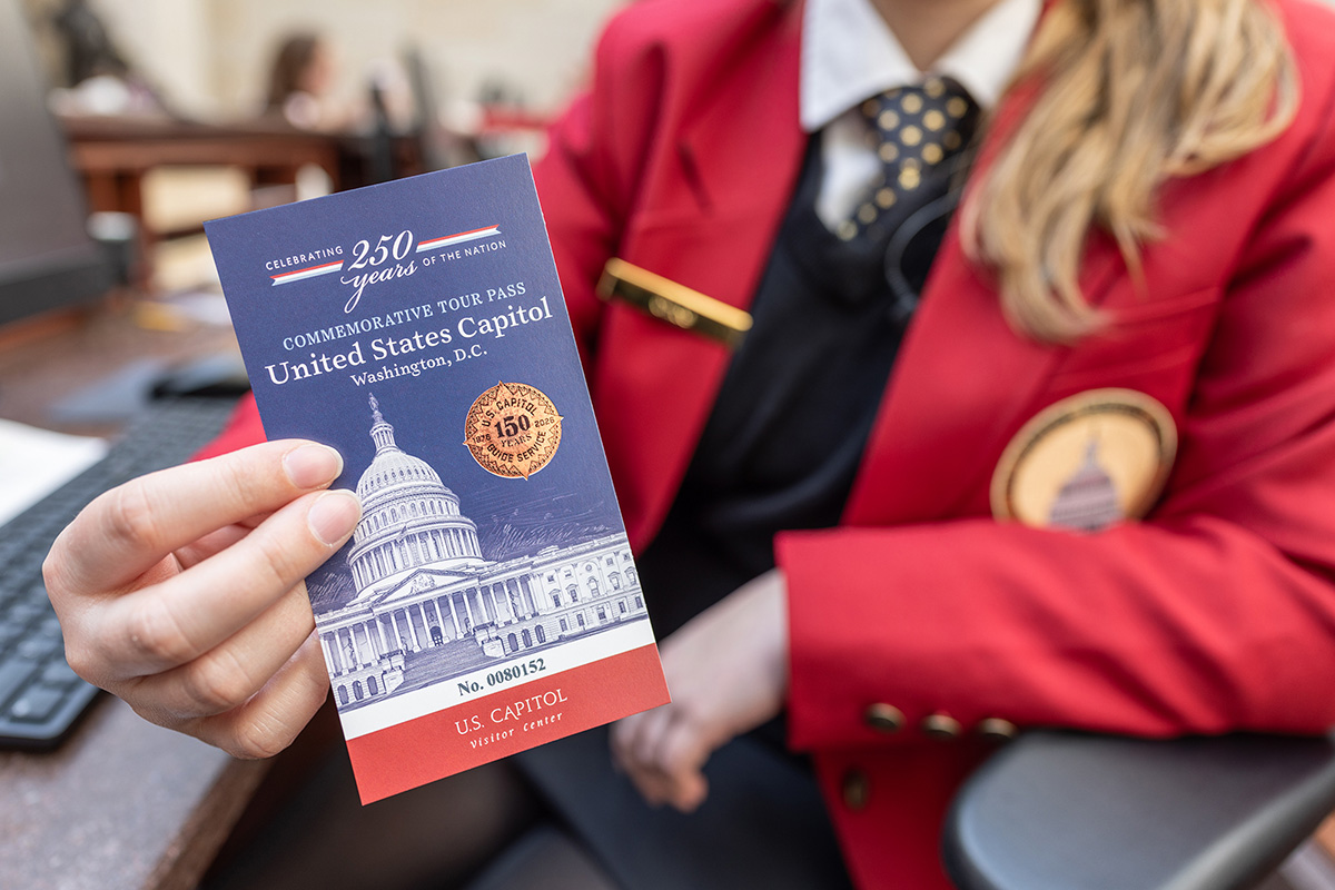 A commemorative pass highlighting 250 years of American history.