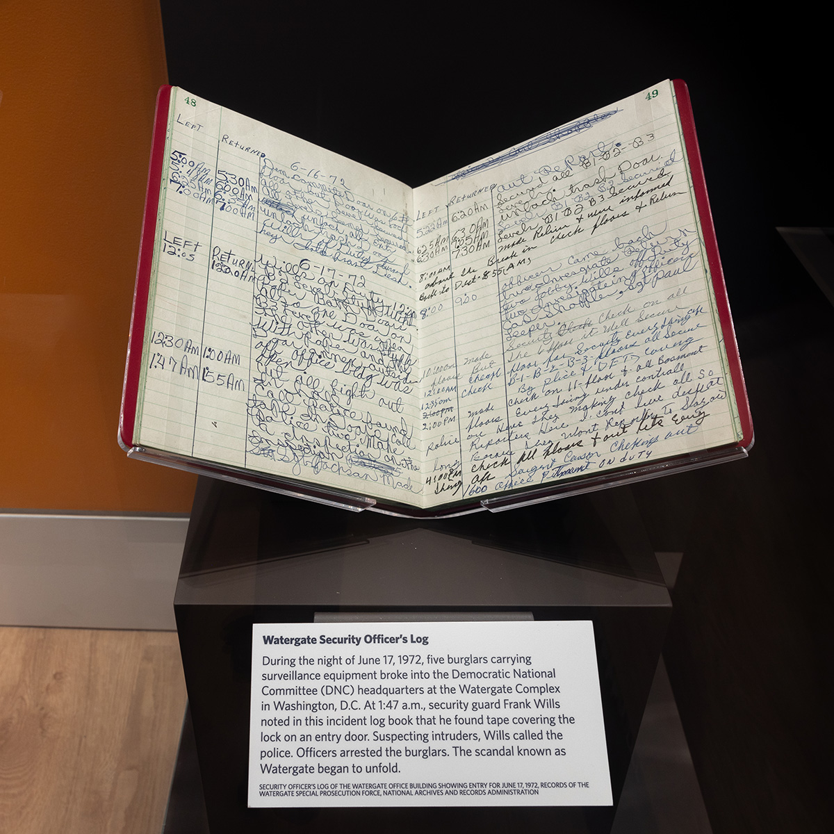 Watergate Security Officer's Log