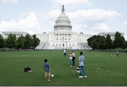 Visitors spend time on the grounds