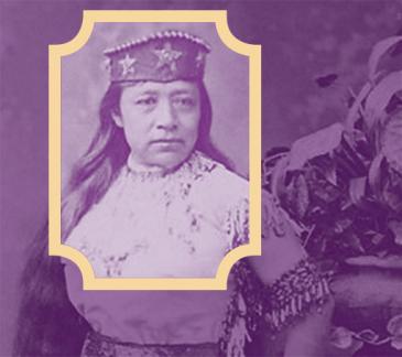 purple tinted portrait of Sarah Winnemucca