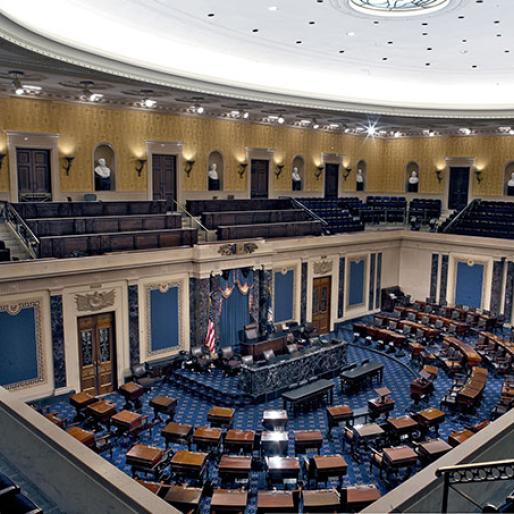 view of the Senate chamber from above