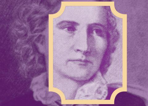 purple tinted portrait of Anne Whitney