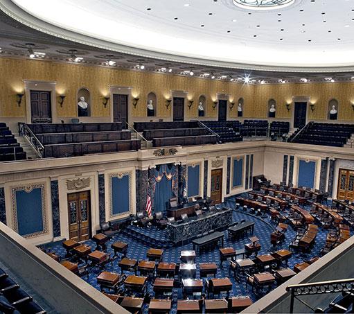 view of the Senate chamber from above