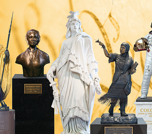 collage of statues featured in the Who Are The People app