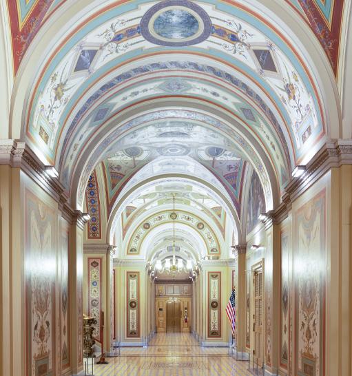 view of an archway in the Brumidi Corridors