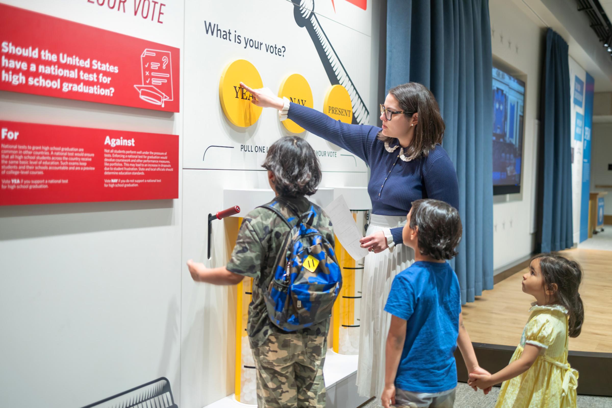 Children preparing to vote. 