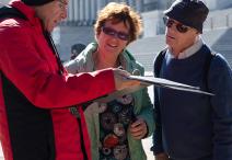 Visitors with staff on the East Front plaza