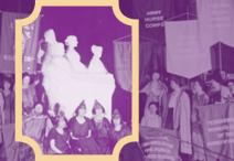 purple tinted photograph of the Portrait Monument