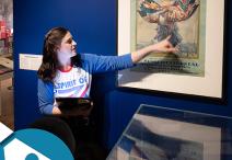 Woman pointing at a painting