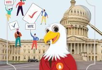 Graphic with an eagle in front of the US Capitol Building