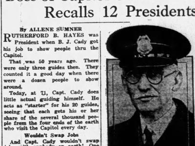 Newspaper article from the Washington Daily News.