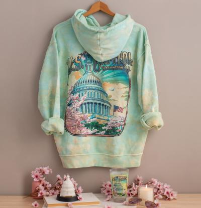Cherry Blossom Springtime hoodie in blue