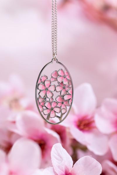 Oval Cherry Blossom Pendant